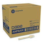 Bamboo Cutlery, Fork, Light Golden, 100/Pack, 10 Packs/Carton