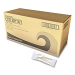 Three-Piece Cutlery Kit, Fork/Knife/Teaspoon, Polypropylene, White, 250/Carton