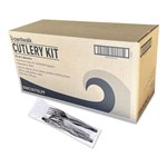Three-Piece Cutlery Kit, Fork/Knife/Teaspoon, Polypropylene, Black, 250/Carton