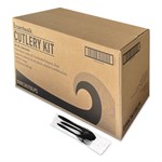 Three-Piece Cutlery Kit, Fork/Knife/Teaspoon, Polystyrene, Black, 250/Carton