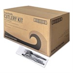 Three-Piece Cutlery Kit, Fork/Knife/Teaspoon, Heavyweight, Black, 250/Carton