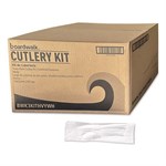 Three-Piece Cutlery Kit, Fork/Knife/Teaspoon, Polystyrene, White, 250/Carton