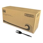 Mediumweight Polypropylene Cutlery, Fork, Black, 1,000/cs