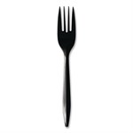 Mediumweight Polypropylene Cutlery, Fork, Black, 1,000/cs