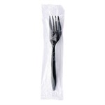 Mediumweight Wrapped Polypropylene Cutlery, Fork, Black, 1,000/cs