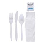 6pc Medium Weight Cutlery Kit Polypro Knife, Fork, Teaspoon, S&P, Napkin, Empress, 250/cs