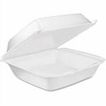 8x8 Foam Hinged Lid Container, Secure One Tab Latch, Poly Bag, 7.81 X 8.75 X 3.38, White, 200/bag