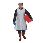 28x46 Polyethylene Smooth Finish Apron, White, 1 Mil, Prime Source, 100/pk
