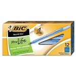 BIC Round Stic Xtra Life Stick Ballpoint Pen, 1mm, Blue Ink, Translucent Blue Barrel, Dozen
