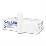 High-Density Commercial Can Liners, 10 gal, 8 mic, 24" x 24", Natural, Interleaved Roll, 50 Bags/Roll, 20 Rolls/Carton
