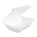 6.4x9.3x2.9 Foam Hinged Lid Containers, Dart, 1 Compartment, White, 200/cs