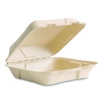 Nourish Molded Fiber Takeout Containers, Compostable, 9 x 9 x 3, Natural, Sugarcane, 200/Carton