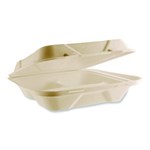 Nourish Molded Fiber Takeout Containers, Compostable, 3 Compartments, 9 x 9 x 3, White, Sugarcane, 200/Carton