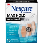 Nexcare Bandages Max Hold Waterproof Bandages, Dirtproof, Germproof Assorted, 15 Count
