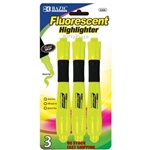 Bazic Fluorescent Highlighters Yellow Desk Style Chisel Tip w/ Cushion Grip (3/Pack) - Bright, vivid color provides maximum impact