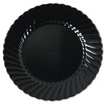 Classicware Plastic Plates, 6" Dia, Black, 10/pack, 18 Packs/carton
