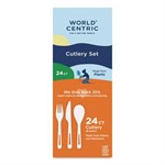 TPLA Cutlery, Medium Heavyweight, Fork/Knife/Spoon, Plastic, Light Beige, 24/Pack