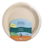 Fiber Plates, 9" dia, Natural, 20/Pack