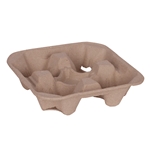 32oz Prime Source Recycled Pulp 4 Cup Carrier, Kraft, 300/cs