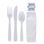 6pc Heavy Weight Cutlery Kit PP Knife, CB Fork, TS, S&P, Napkin, White, Empress, 250/cs