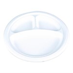 ChampWare Molded Fiber Tableware, 3-Compartment Plate, 10" dia, White, 125/Sleeve, 4 Sleeves/Carton