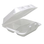 Pactiv 8x8.5x3 3 Compartment Foam Hinged Container 150 / cs