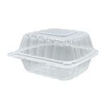 6x6 1 Compartment Empress PP Hinged Container Vented Clear 300/cs