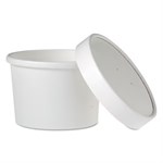 8oz Solo Cup Squat Food Container w/ Lid Paper White 10 / 25 cs