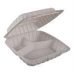 9x9x3 Empress Earth Hinged Container Mineral Filled PP Natural 3-Compartment 6 / 25 cs
