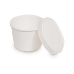 12oz Paper Hot Food Container Combo With Lid, White, 250/cs