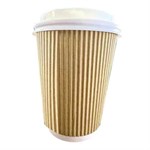 12oz Ripple Hot Cups, Kraft/White, 500/ct