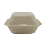 Genera Hinged Container Molded Fiber 6"x6"x3" Natural Color PFA Free 400 / cs