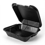 8x8 Medium 1-Comp Genpak Hinged Container Black Foam 200/cs