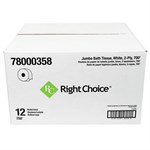 Right Choice JRT Toilet Tissue 2-Ply, White, Recycled Paper, 9" x 700' 12/CS