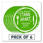Besafe Messaging Floor Decals, Be Smart Stand Apart; Knife/fork; Thank You, 12" Dia., Green/white, 6/carton