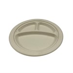 Empress Earth Heavy Weight Plate PFAS Free 9"" Natural White Bagasse 3-Comp 4 / 125 cs